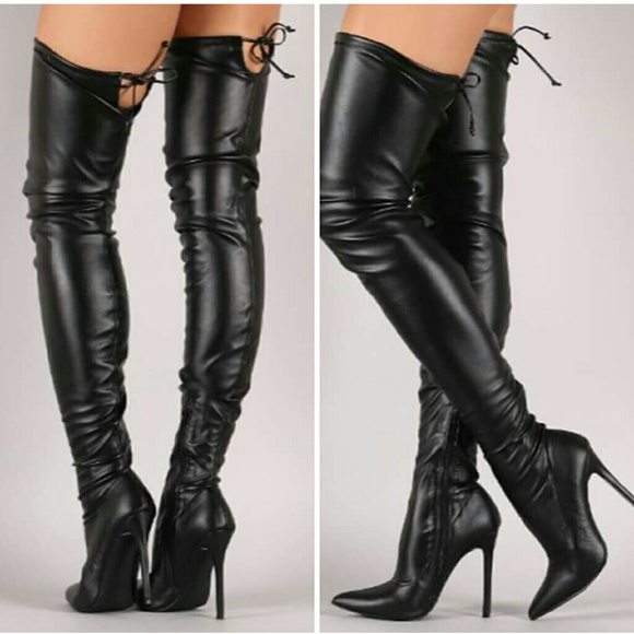 Dolls Kill Shoes - 🖤Groundbreaking - BLACK Thigh high boot